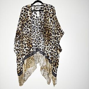 NEW Chico’s Animal Print Leopard Fusion Ruana Wrap Kimono Women's One Size